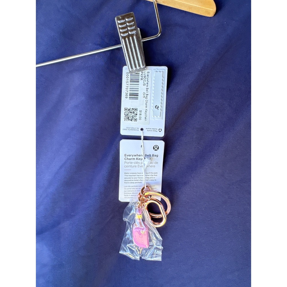 Lululemon Everywhere Belt Bag Charm Keychain Pink Peony Rose Gold LU9CCJS